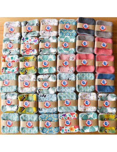 Lot de 10 lingettes lavables unies - Les Sans-calottes